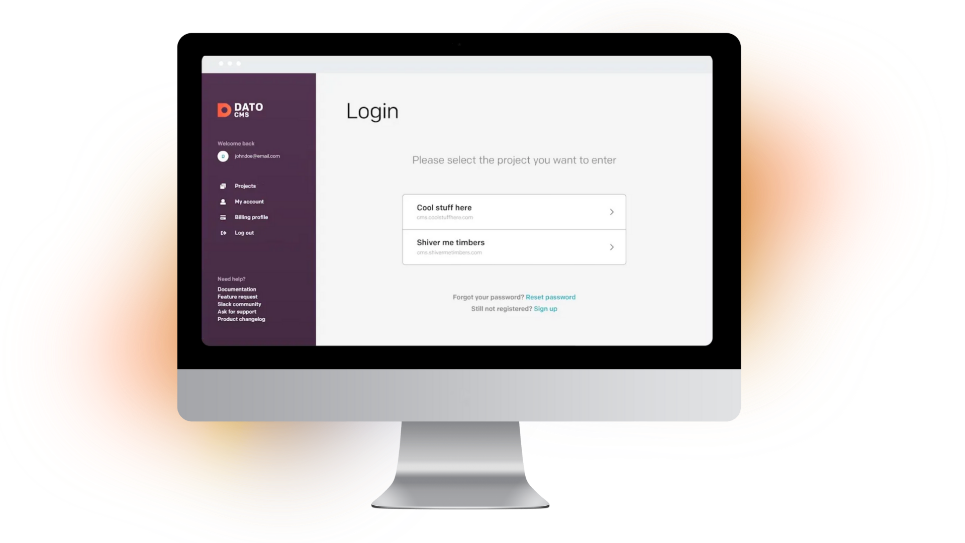 Datocms login screen