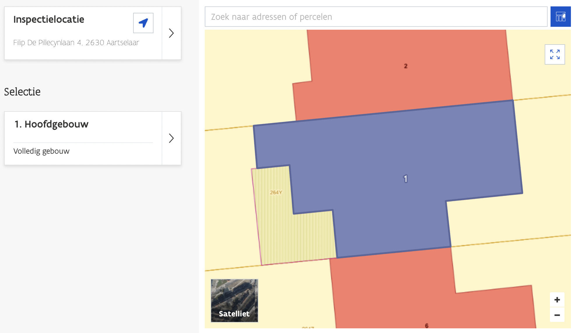 Voorbeeld van mapping in Asbestos OVAM app