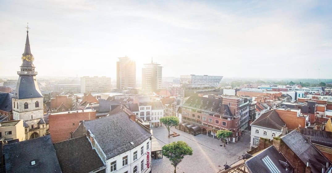 Overview picture of the city of Hasselt made with a drone Overview picture of the city of Hasselt made with a drone