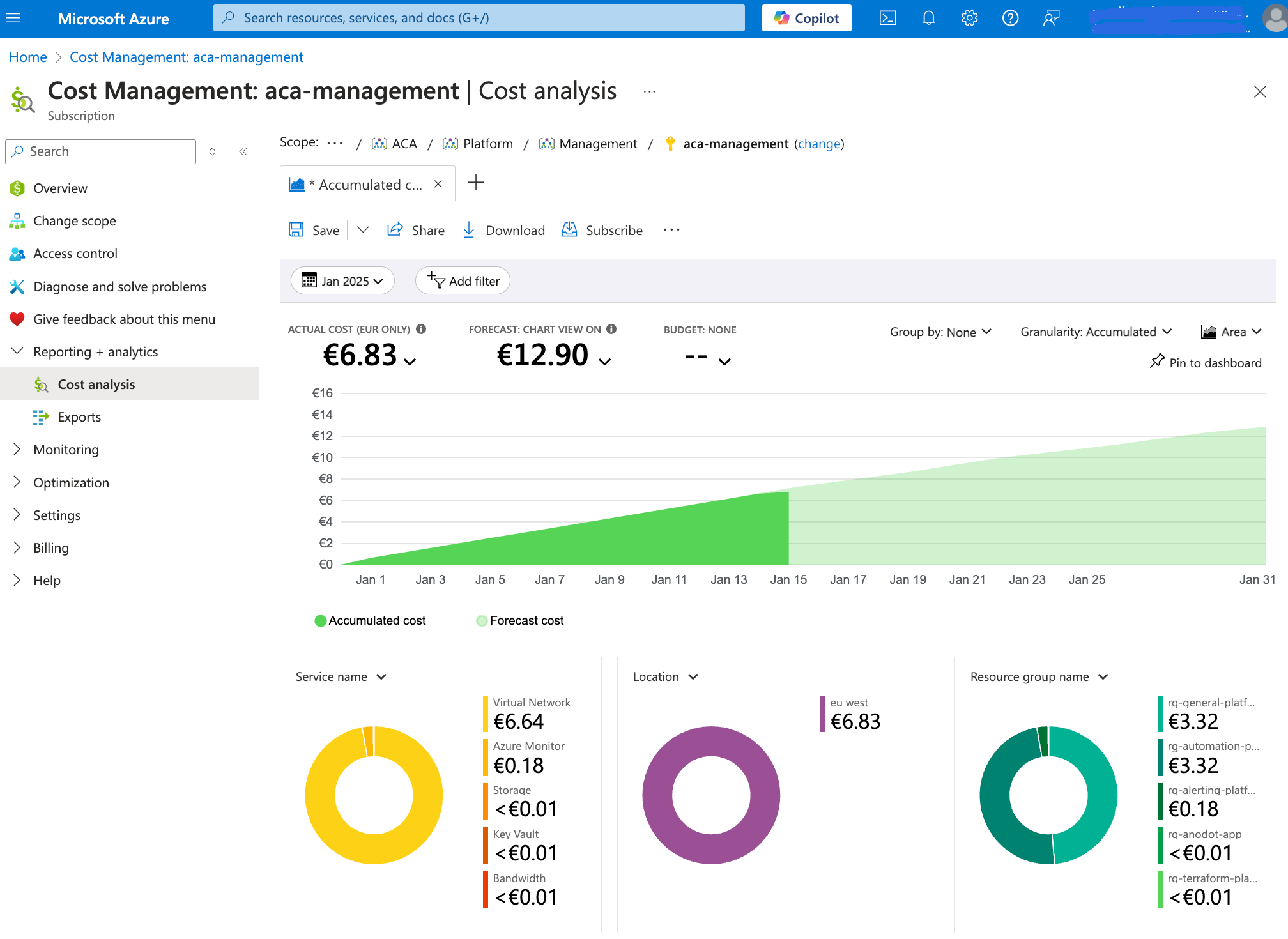 cost management dashboard